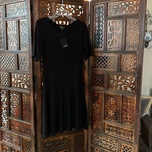 NWT Black Flowey Cotton knee length dress.